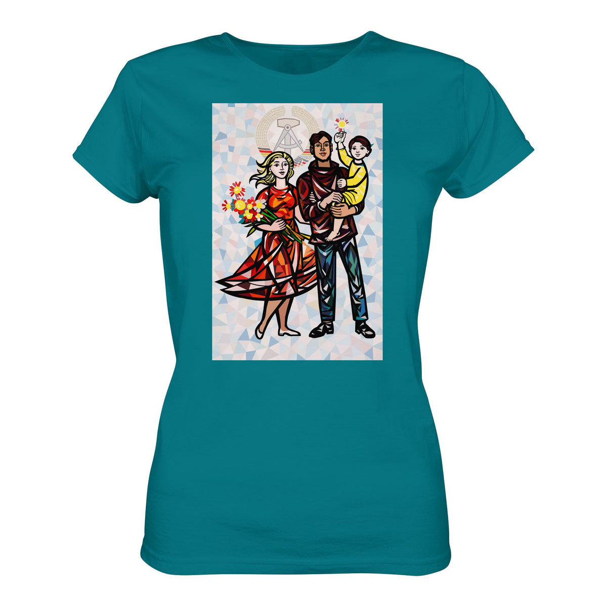 DDR Ostalgie Shirt Mädels • WALTER WOMACKA - UNSERE FAMILIE mit Hintergrund (STAATSRATSGEBÄUDE, Aus der Geschichte der Deutschen Arbeiterbewegung, 1964)