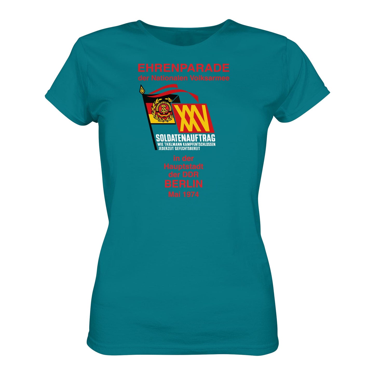 DDR Ostalgie Shirt Mädels • EHRENPARADE DER NVA, 1974 BERLIN (ORIGINALWIMPEL)