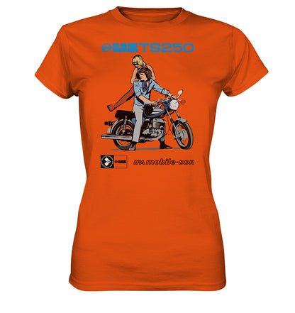 DDR Ostalgie Shirt Mädels • MZ TS 250 BLAU (ORIGINAL DDR-PLAKAT)