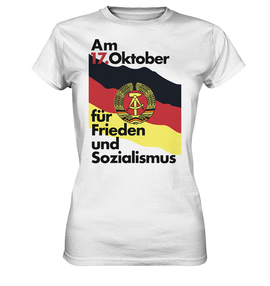 DDR Ostalgie Shirt Mädels • FÜR FRIEDEN UND SOZIALISMUS (ORIGINAL DDR-PLAKAT)