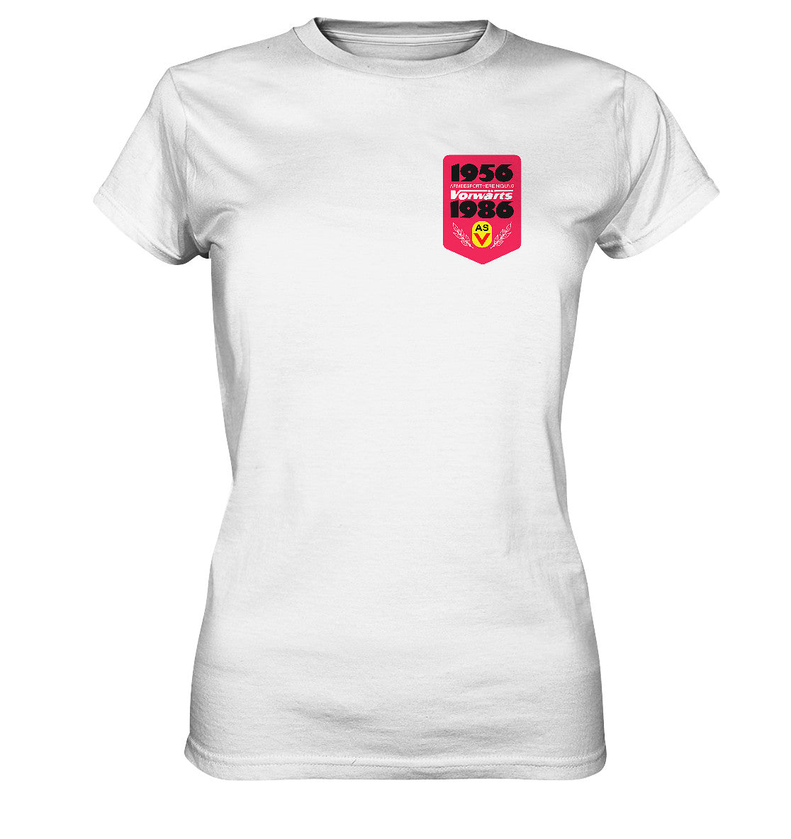 DDR Ostalgie Shirt Mädels • ARMEESPORTVEREINIGUNG VORWÄRTS 1956-1986, BRUST BADGE