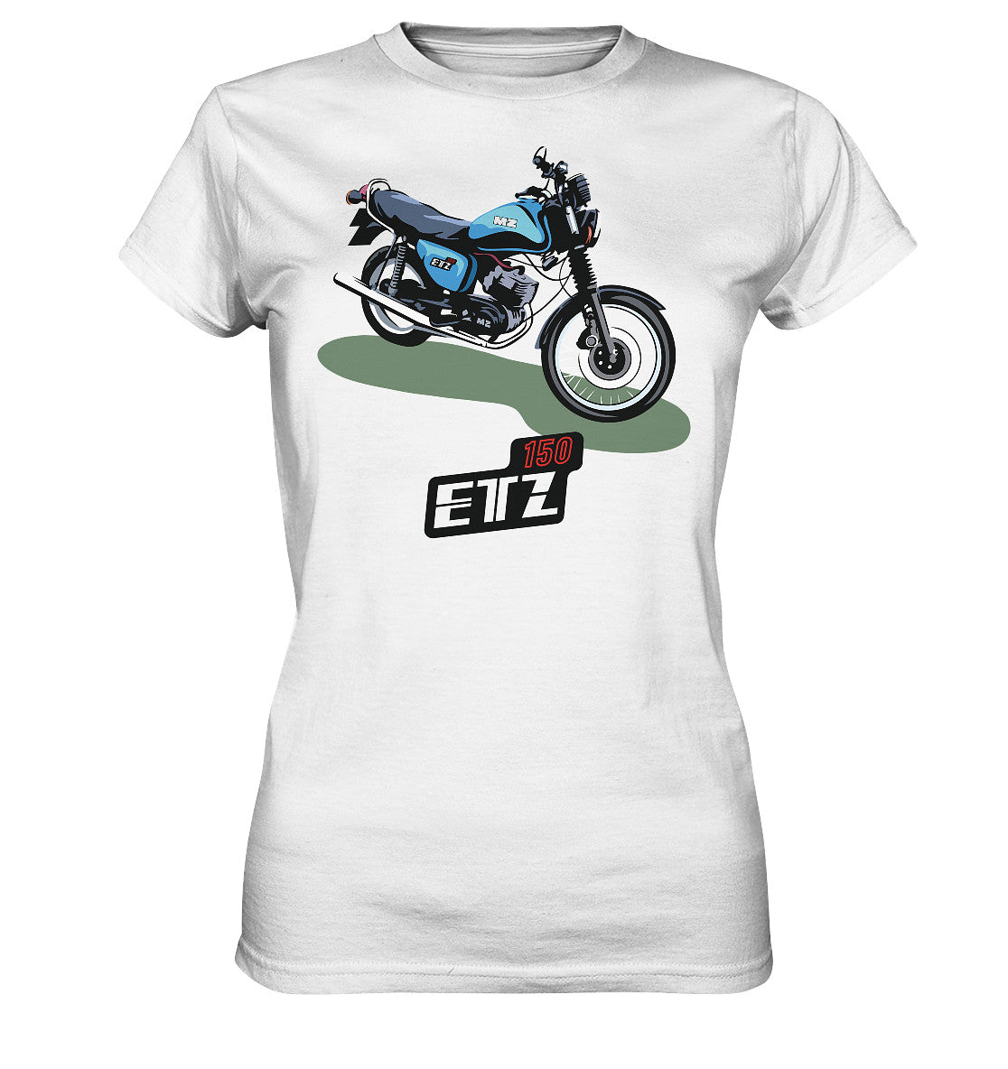 DDR Ostalgie Shirt Mädels • MZ ETZ 150 BLAU (ORIGINAL DDR-PLAKAT)