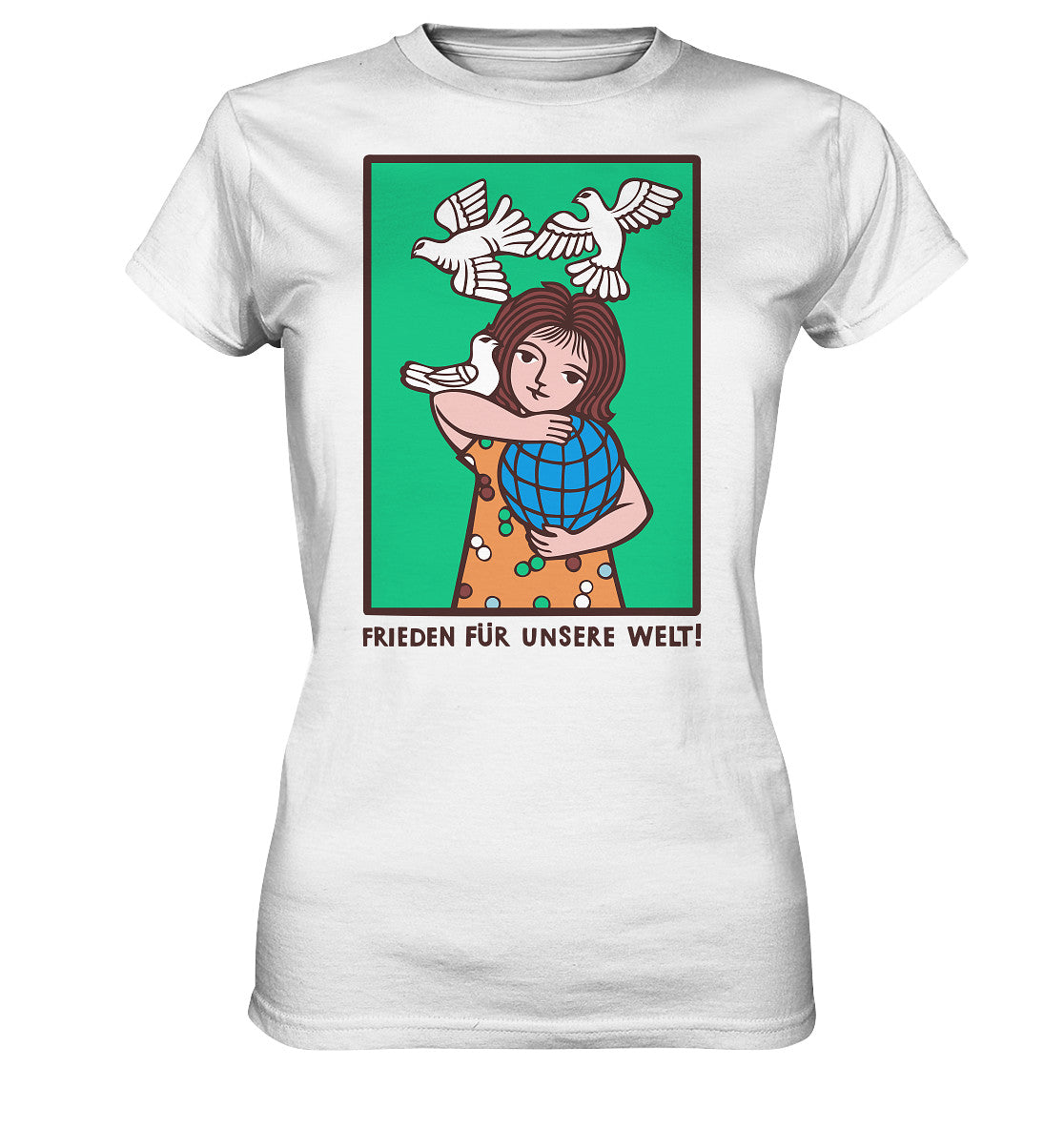 DDR Ostalgie Shirt Mädels • FRIEDEN FÜR UNSERE WELT! (DDR-ORIGINAL-PLAKAT)