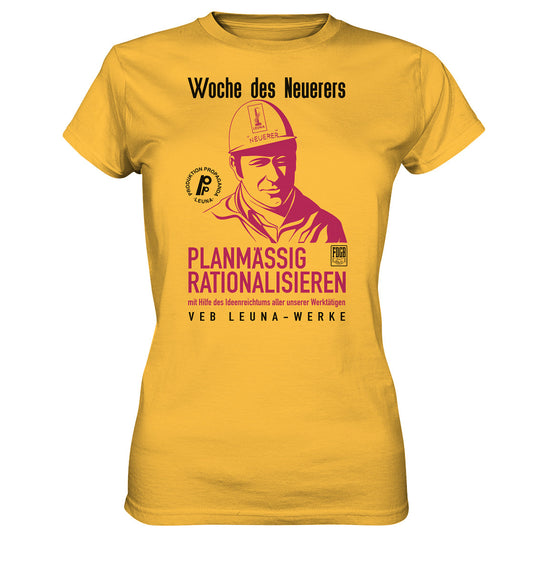 DDR Ostalgie Shirt Mädels • LEUNA - PLANMÄSSIG RATIONALISIEREN (DDR-ORIGINAL-PLAKAT)
