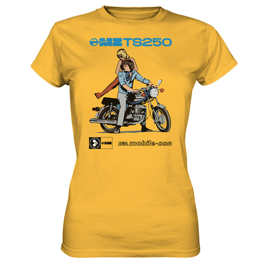 DDR Ostalgie Shirt Mädels • MZ TS 250 BLAU (ORIGINAL DDR-PLAKAT)