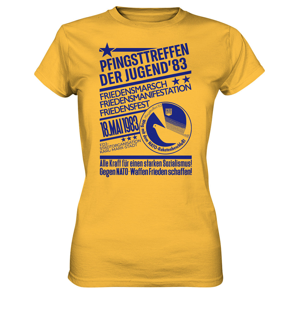 DDR Ostalgie Shirt Mädels • PFINGSTTREFFEN 1983 - GEGEN NATO-WAFFEN - ORIGINAL ILLUSTRATION