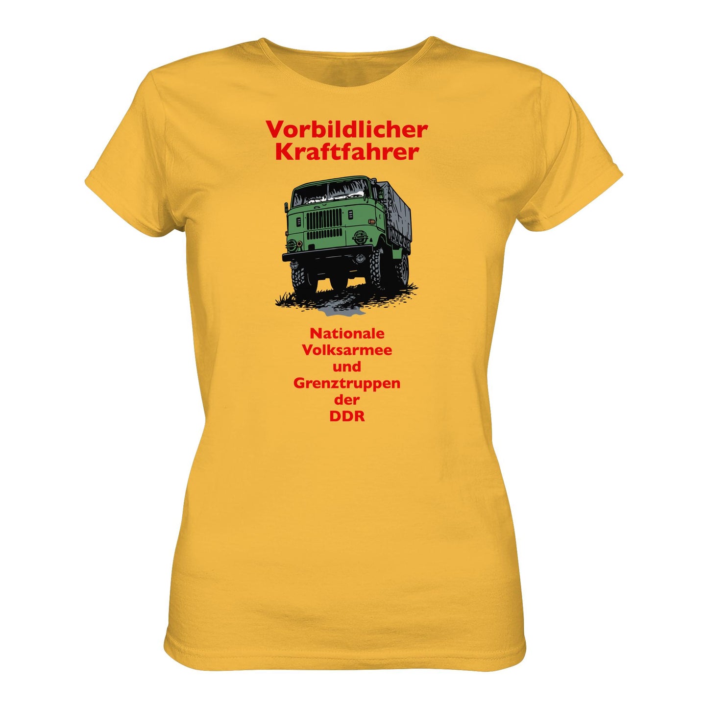 DDR Ostalgie Shirt Mädels • VORBILDLICHER KRAFTFAHRER, NVA (ORIGINAL WIMPELMOTIV)