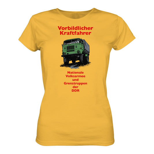 DDR Ostalgie Shirt Mädels • VORBILDLICHER KRAFTFAHRER, NVA (ORIGINAL WIMPELMOTIV)