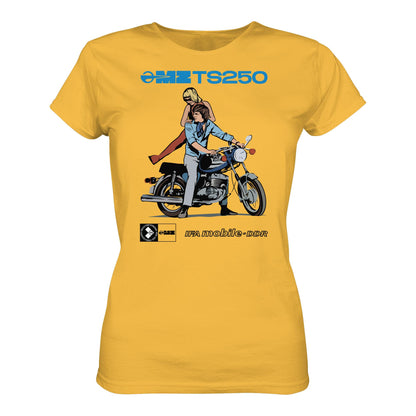 DDR Ostalgie Shirt Mädels • MZ TS 250 BLAU (ORIGINAL DDR-PLAKAT)
