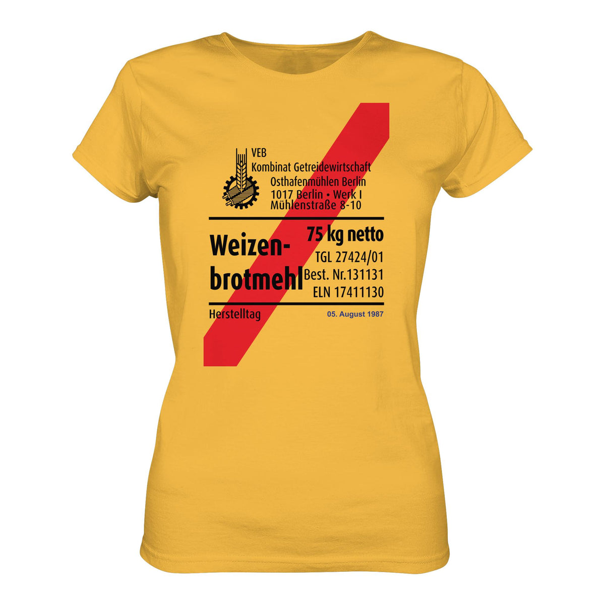 DDR Ostalgie Shirt Mädels • WEIZENMEHL - VEB KOMBINAT GETREIDEWIRTSCHAFT (ORIGINAL-VERPACKUNG)