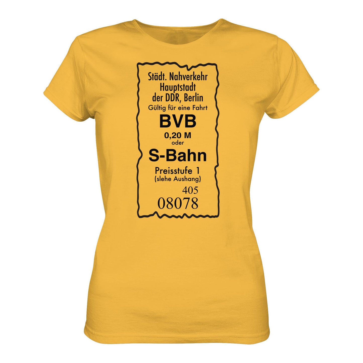 DDR Ostalgie Shirt Mädels • BVB BERLIN NAHVERKEHR, 20 PFENNIG (ORIGINAL FAHRSCHEIN 1989)