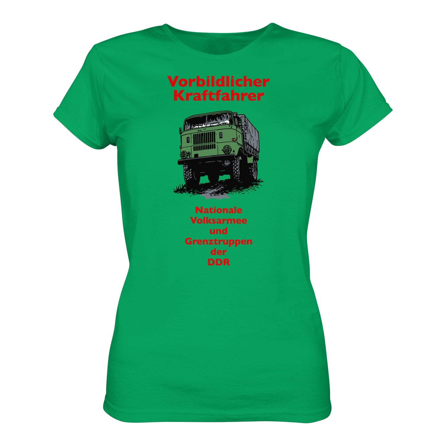DDR Ostalgie Shirt Mädels • VORBILDLICHER KRAFTFAHRER, NVA (ORIGINAL WIMPELMOTIV)
