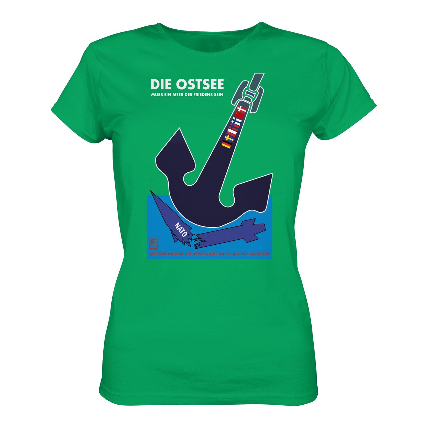 DDR Ostalgie Shirt Mädels • DIE OSTSEE MUSS EIN MEER DES FRIEDENS SEIN, ARBEITERKONFERENZ 1958