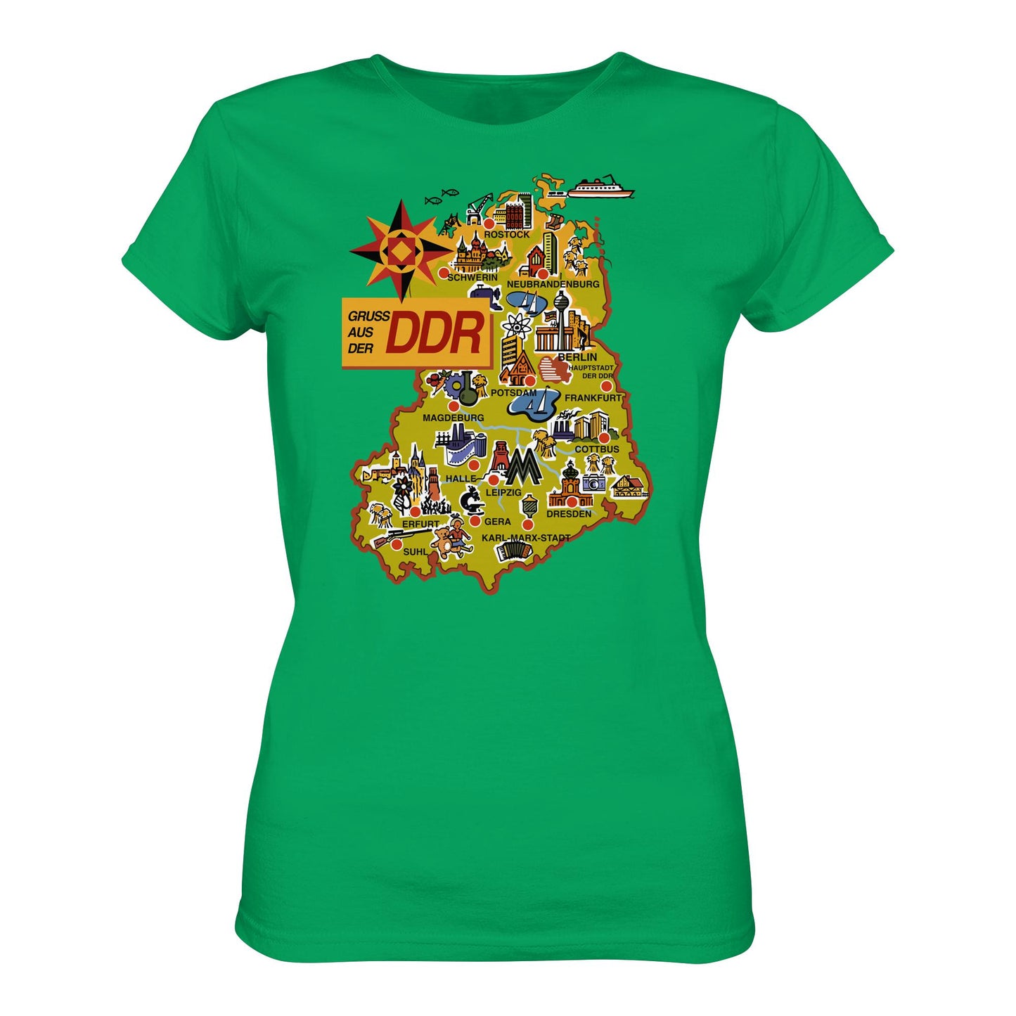 DDR Ostalgie Shirt Mädels • GRUSS AUS DER DDR (ORIGINAL POSTKARTE)