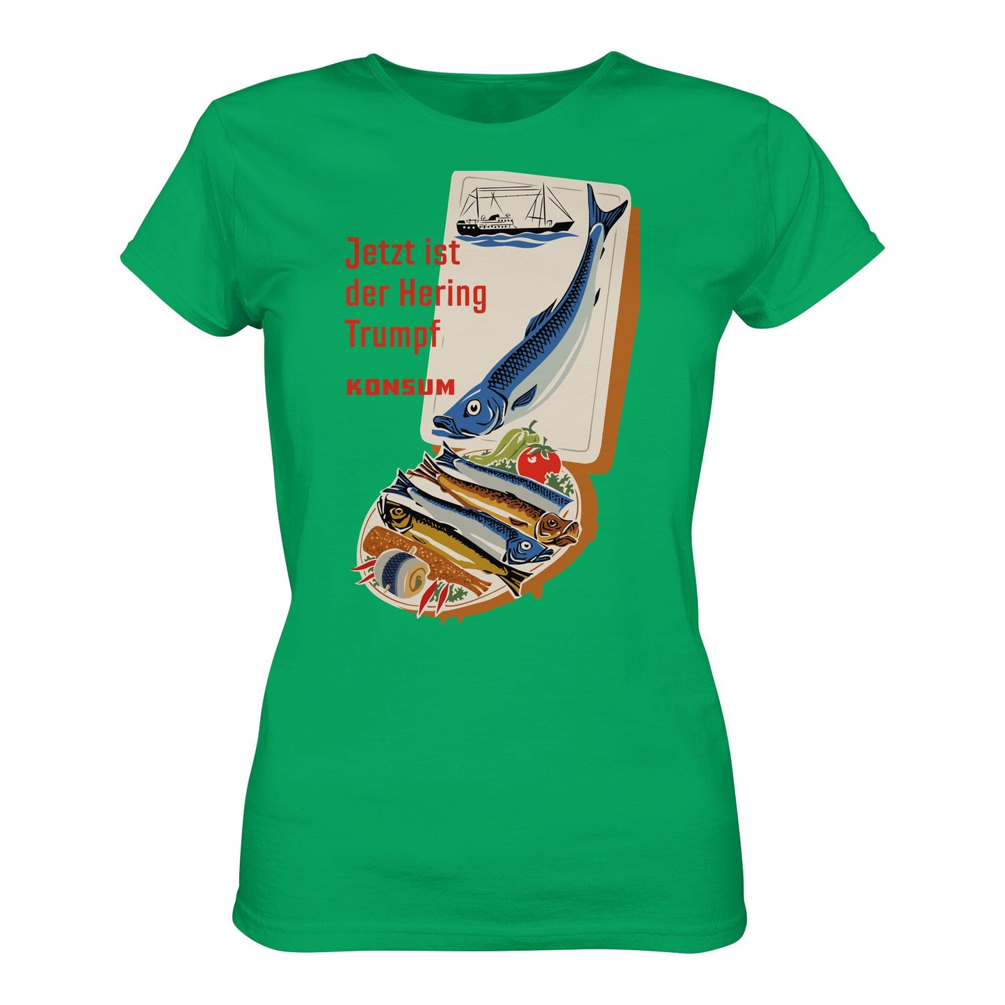 DDR Ostalgie Shirt Mädels • JETZT IST DER HERING TRUMPF (ORIGINAL KONSUM-PLAKAT)