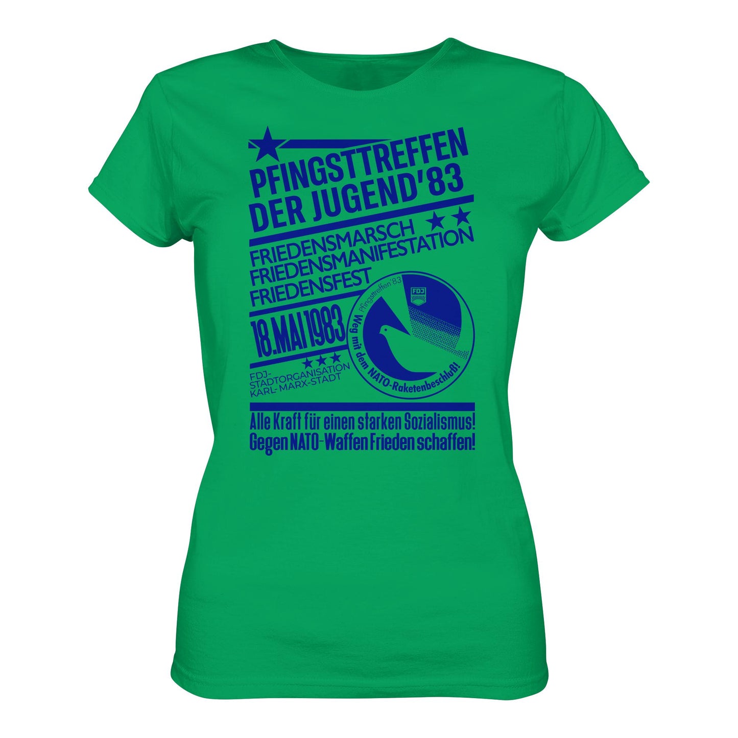 DDR Ostalgie Shirt Mädels • PFINGSTTREFFEN 1983 - GEGEN NATO-WAFFEN - ORIGINAL ILLUSTRATION