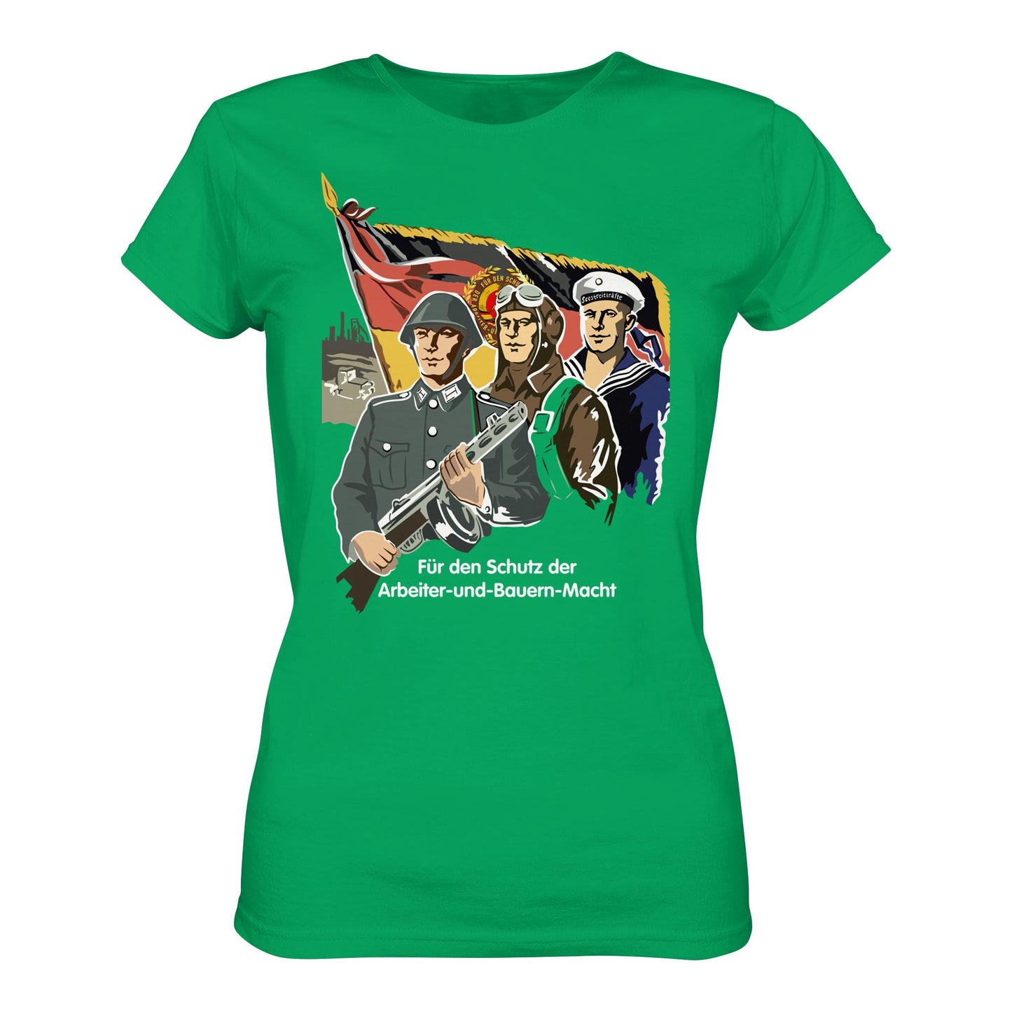 DDR Ostalgie Shirt Mädels • FÜR DEN SCHUTZ DER ARBEITER-UND-BAUERN-MACHT (NVA ORIGINAL-PLAKAT)