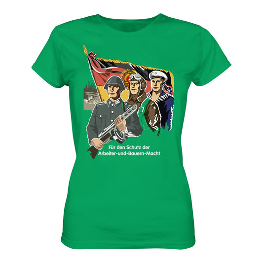 DDR Ostalgie Shirt Mädels • FÜR DEN SCHUTZ DER ARBEITER-UND-BAUERN-MACHT (NVA ORIGINAL-PLAKAT)