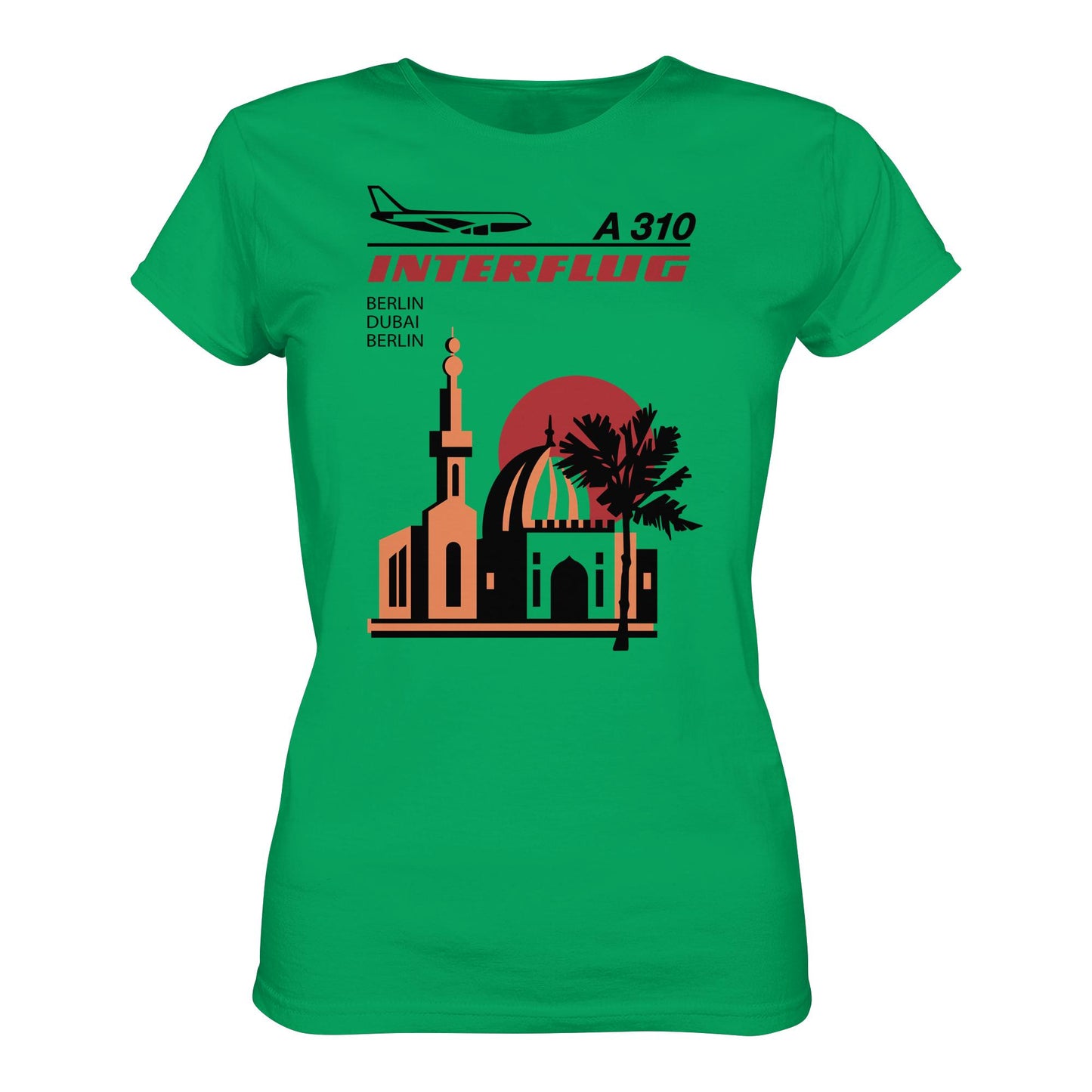DDR Ostalgie Shirt Mädels • INTERFLUG BERLIN - DUBAI (ORIGINAL SONDERSTEMPEL)