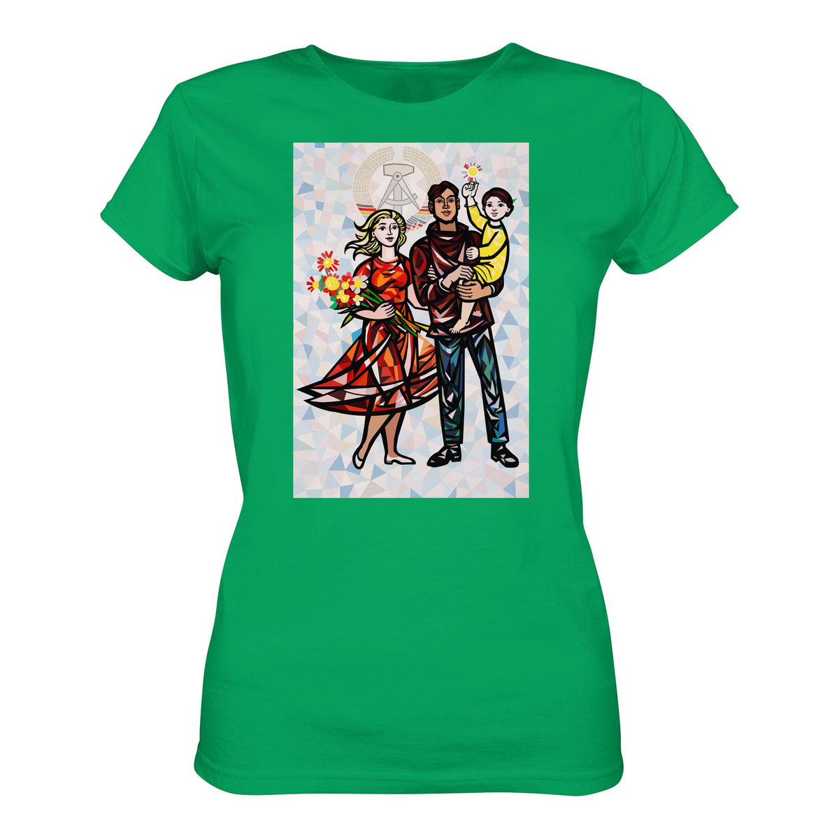 DDR Ostalgie Shirt Mädels • WALTER WOMACKA - UNSERE FAMILIE mit Hintergrund (STAATSRATSGEBÄUDE, Aus der Geschichte der Deutschen Arbeiterbewegung, 1964)