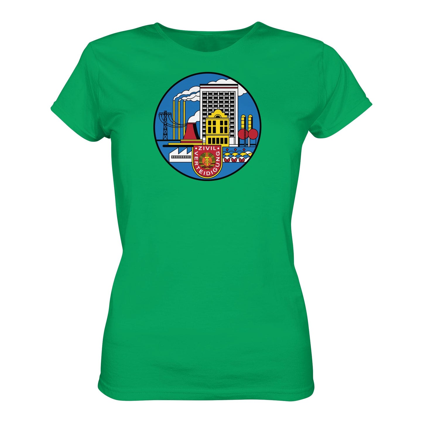 DDR Ostalgie Shirt Mädels • DDR ZIVILVERTEIDIGUNG (ORIGINAL GLAS-DESIGN)