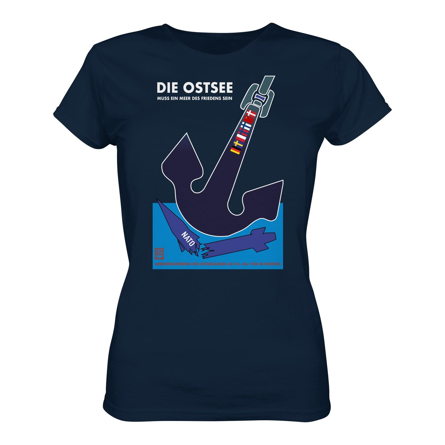 DDR Ostalgie Shirt Mädels • DIE OSTSEE MUSS EIN MEER DES FRIEDENS SEIN, ARBEITERKONFERENZ 1958