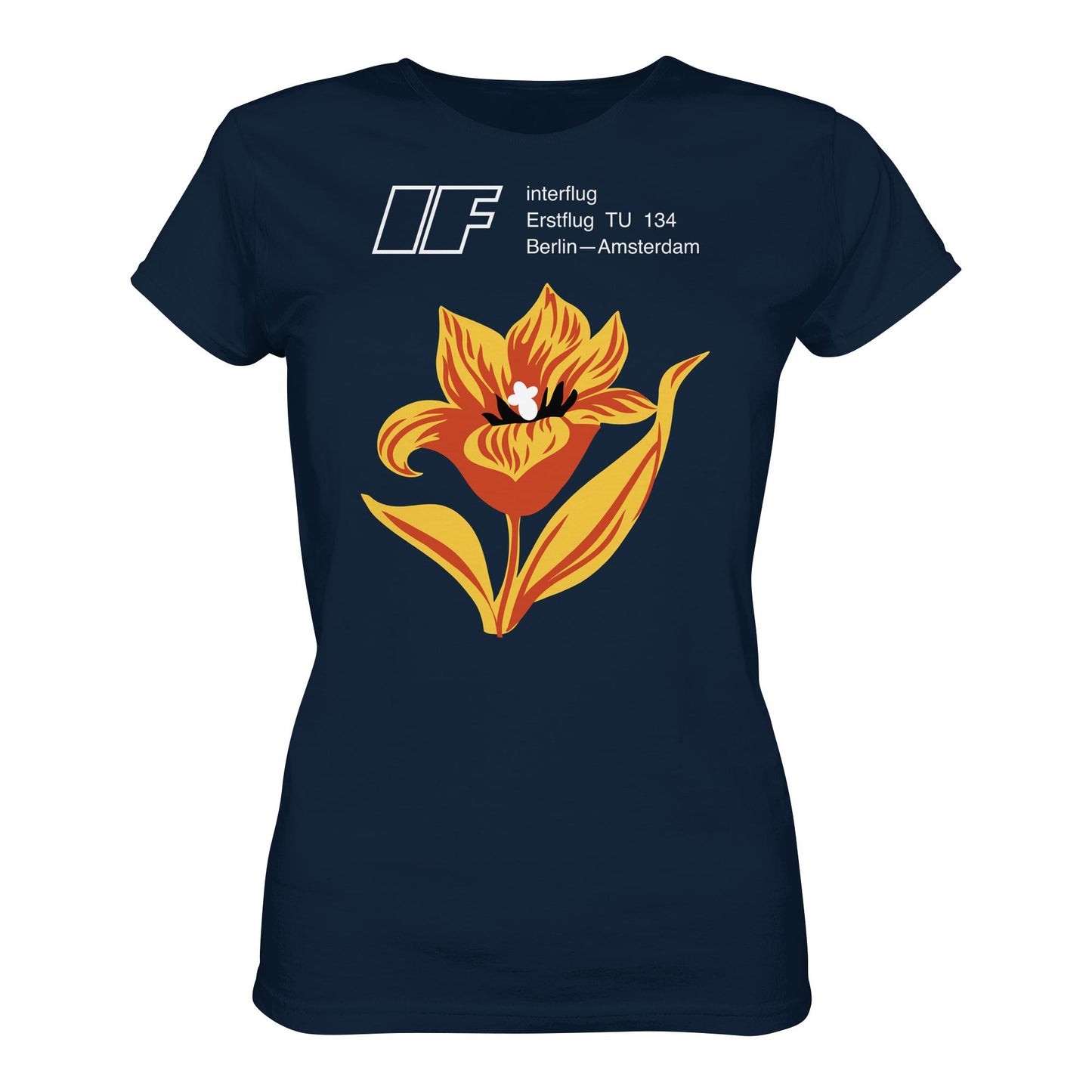 DDR Ostalgie Shirt Mädels • INTERFLUG BERLIN - AMSTERDAM (ORIGINAL SONDERSTEMPEL)