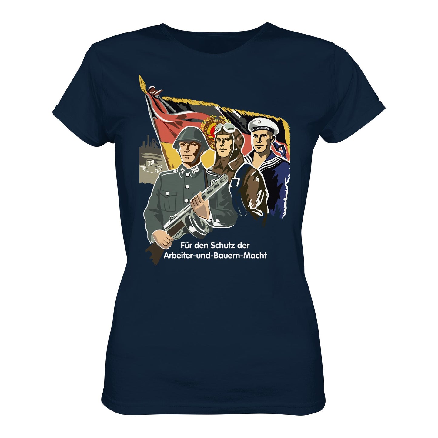 DDR Ostalgie Shirt Mädels • FÜR DEN SCHUTZ DER ARBEITER-UND-BAUERN-MACHT (NVA ORIGINAL-PLAKAT)