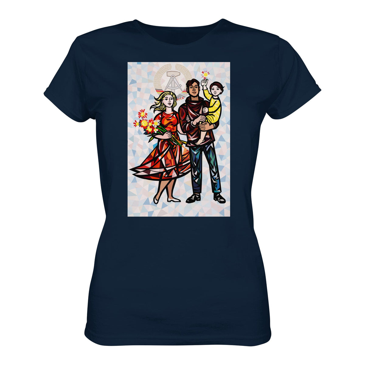 DDR Ostalgie Shirt Mädels • WALTER WOMACKA - UNSERE FAMILIE mit Hintergrund (STAATSRATSGEBÄUDE, Aus der Geschichte der Deutschen Arbeiterbewegung, 1964)