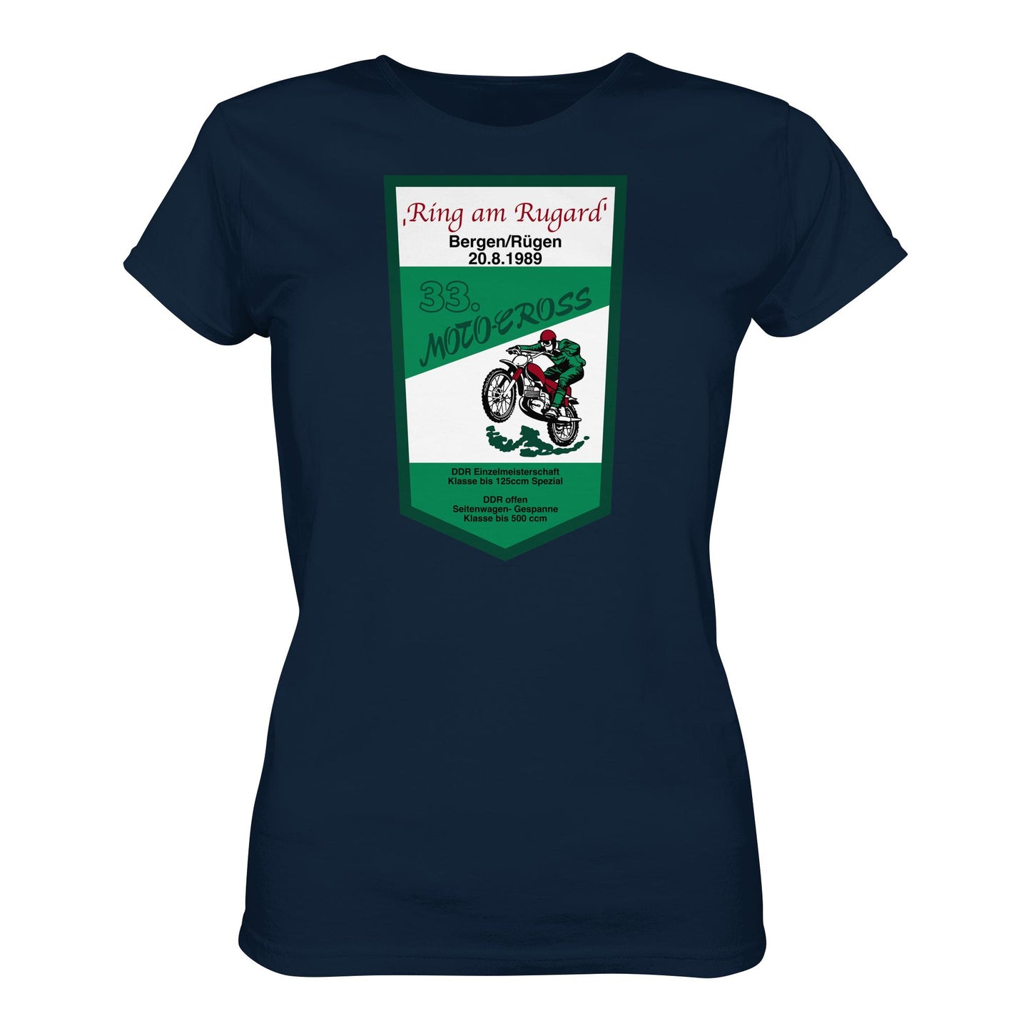 DDR Ostalgie Shirt Mädels • RING AM RUGARD, RÜGEN 33. MOTO-CROSS-RENNEN 1989 (ORIGINAL-WIMPEL)