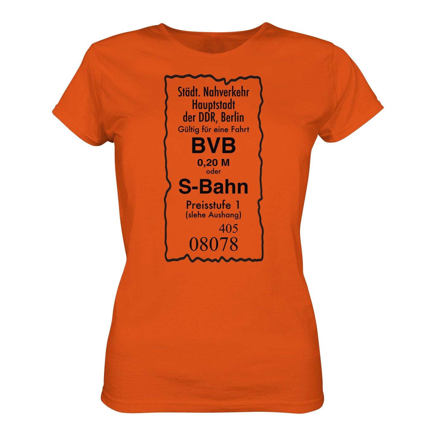 DDR Ostalgie Shirt Mädels • BVB BERLIN NAHVERKEHR, 20 PFENNIG (ORIGINAL FAHRSCHEIN 1989)