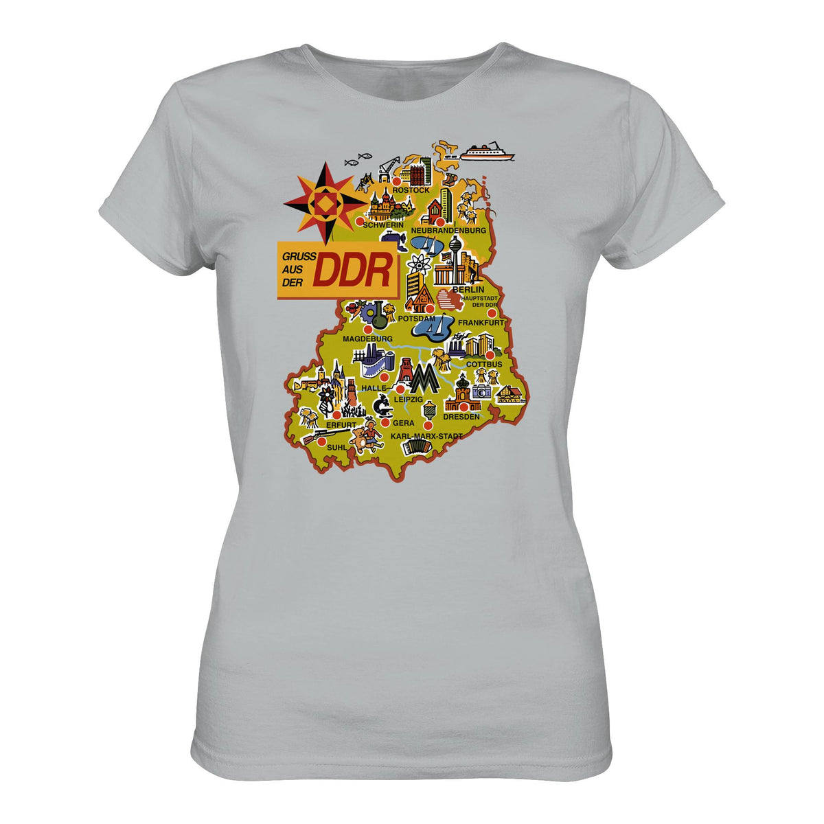DDR Ostalgie Shirt Mädels • GRUSS AUS DER DDR (ORIGINAL POSTKARTE)