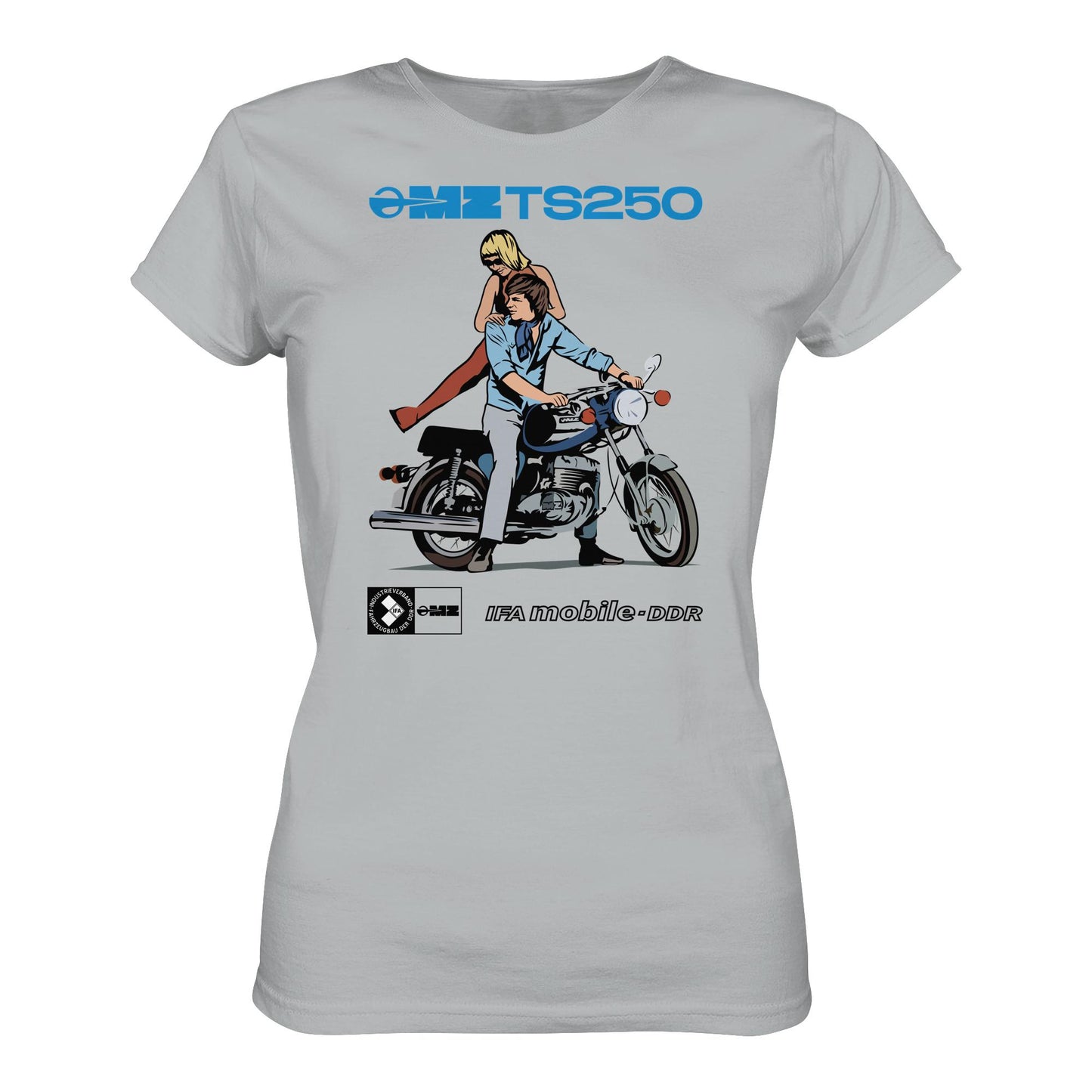 DDR Ostalgie Shirt Mädels • MZ TS 250 BLAU (ORIGINAL DDR-PLAKAT)