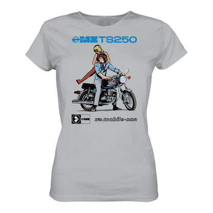 DDR Ostalgie Shirt Mädels • MZ TS 250 BLAU (ORIGINAL DDR-PLAKAT)
