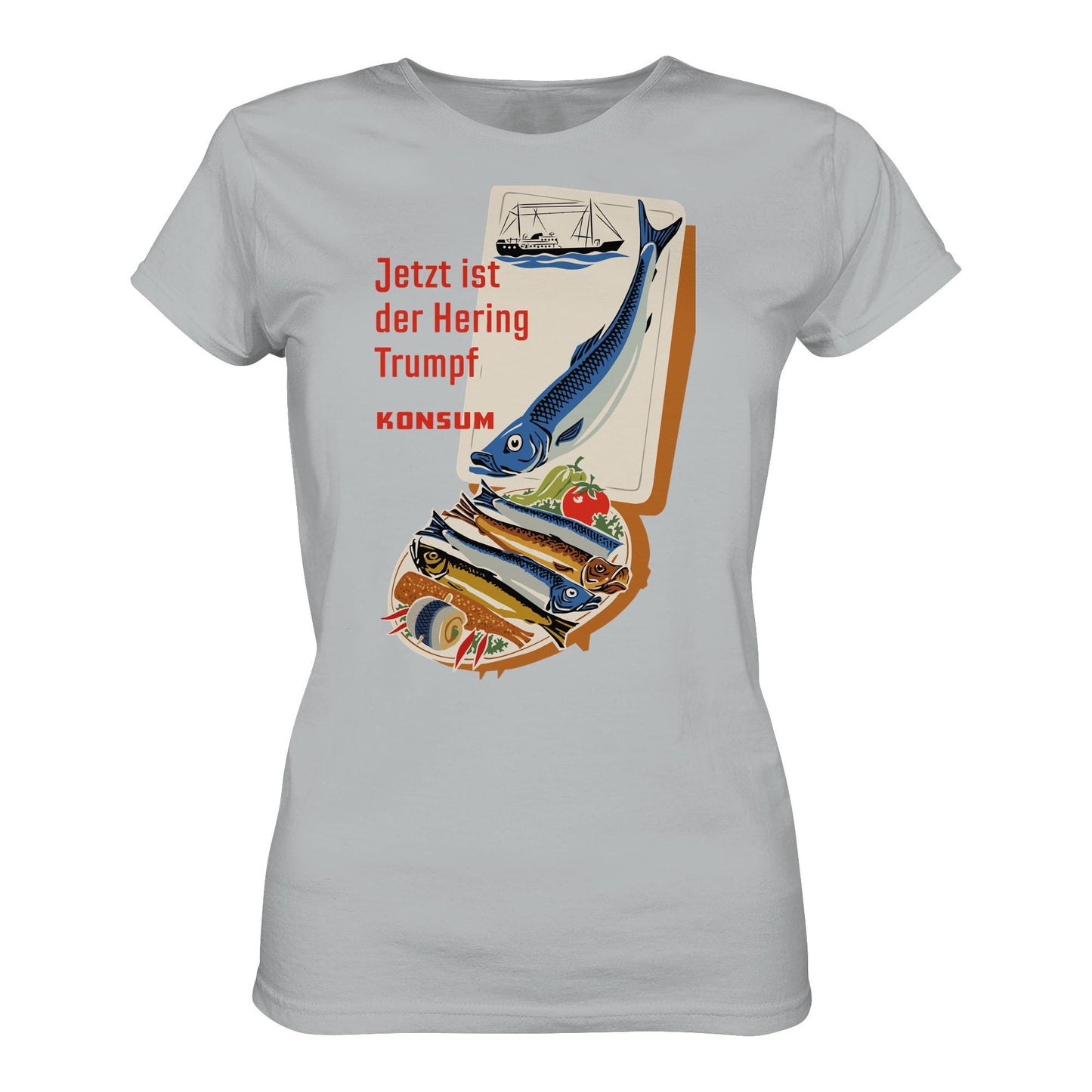 DDR Ostalgie Shirt Mädels • JETZT IST DER HERING TRUMPF (ORIGINAL KONSUM-PLAKAT)