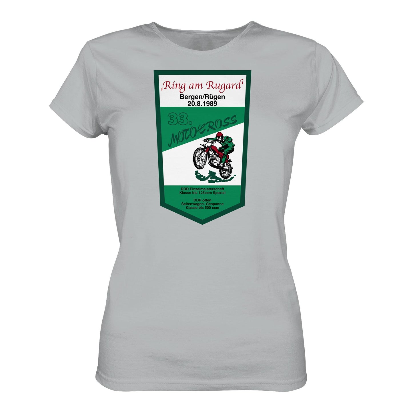 DDR Ostalgie Shirt Mädels • RING AM RUGARD, RÜGEN 33. MOTO-CROSS-RENNEN 1989 (ORIGINAL-WIMPEL)