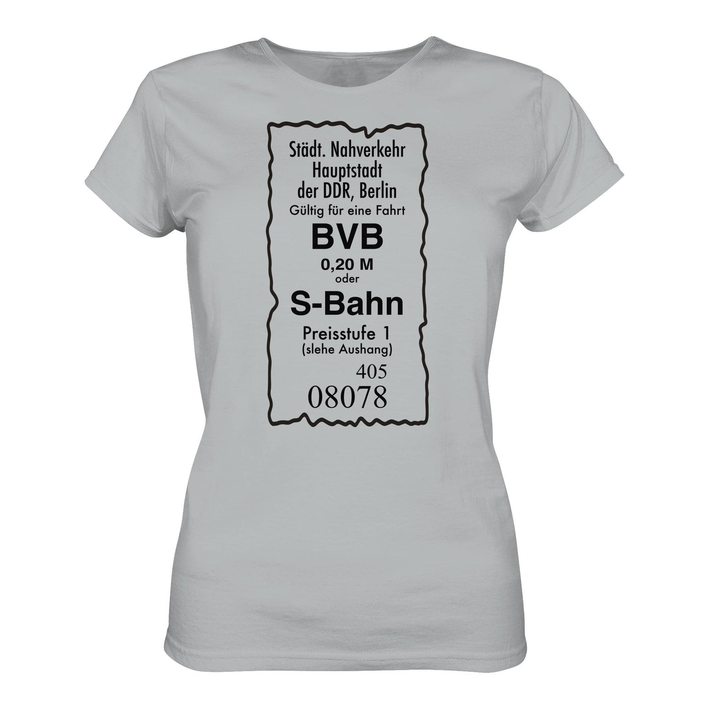 DDR Ostalgie Shirt Mädels • BVB BERLIN NAHVERKEHR, 20 PFENNIG (ORIGINAL FAHRSCHEIN 1989)