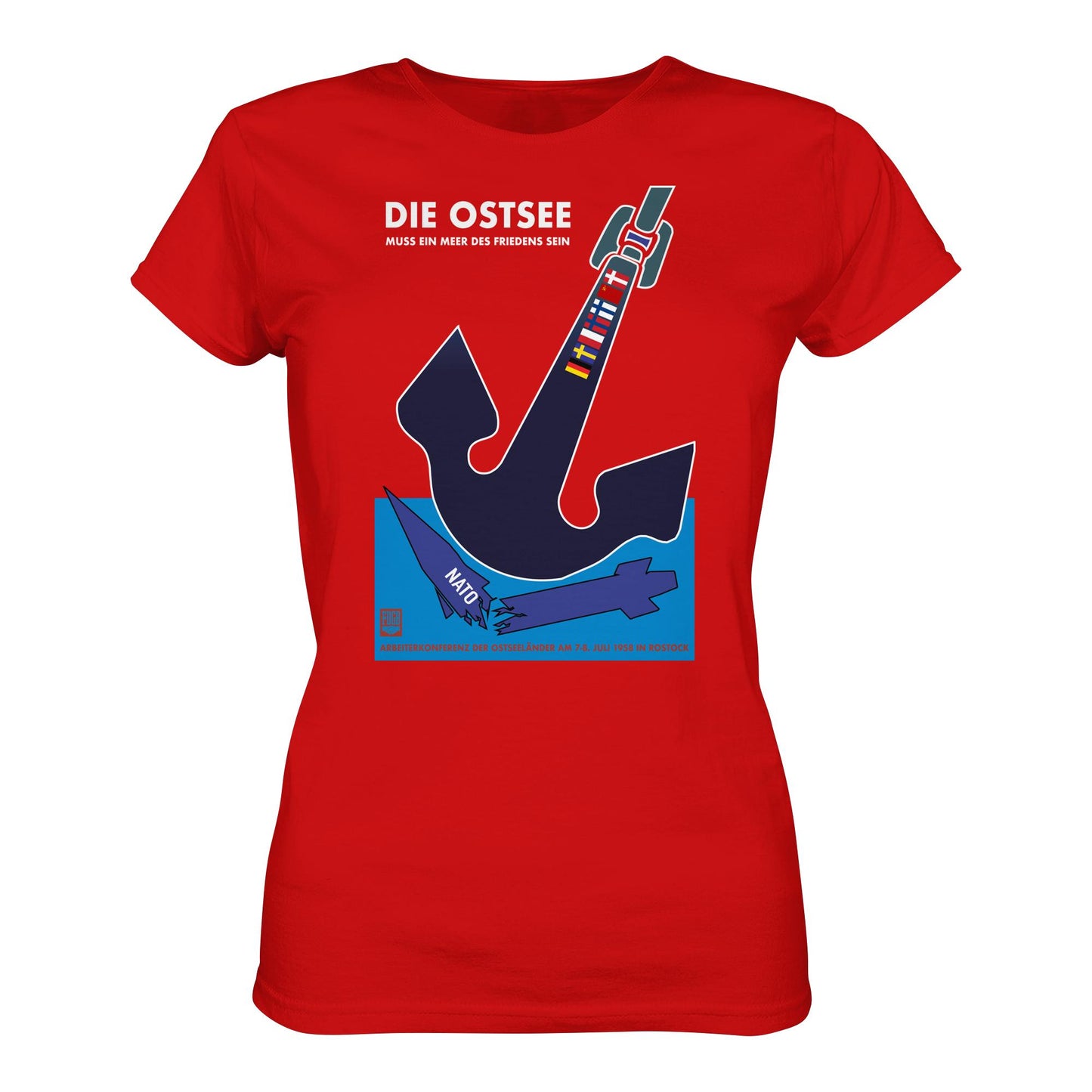 DDR Ostalgie Shirt Mädels • DIE OSTSEE MUSS EIN MEER DES FRIEDENS SEIN, ARBEITERKONFERENZ 1958