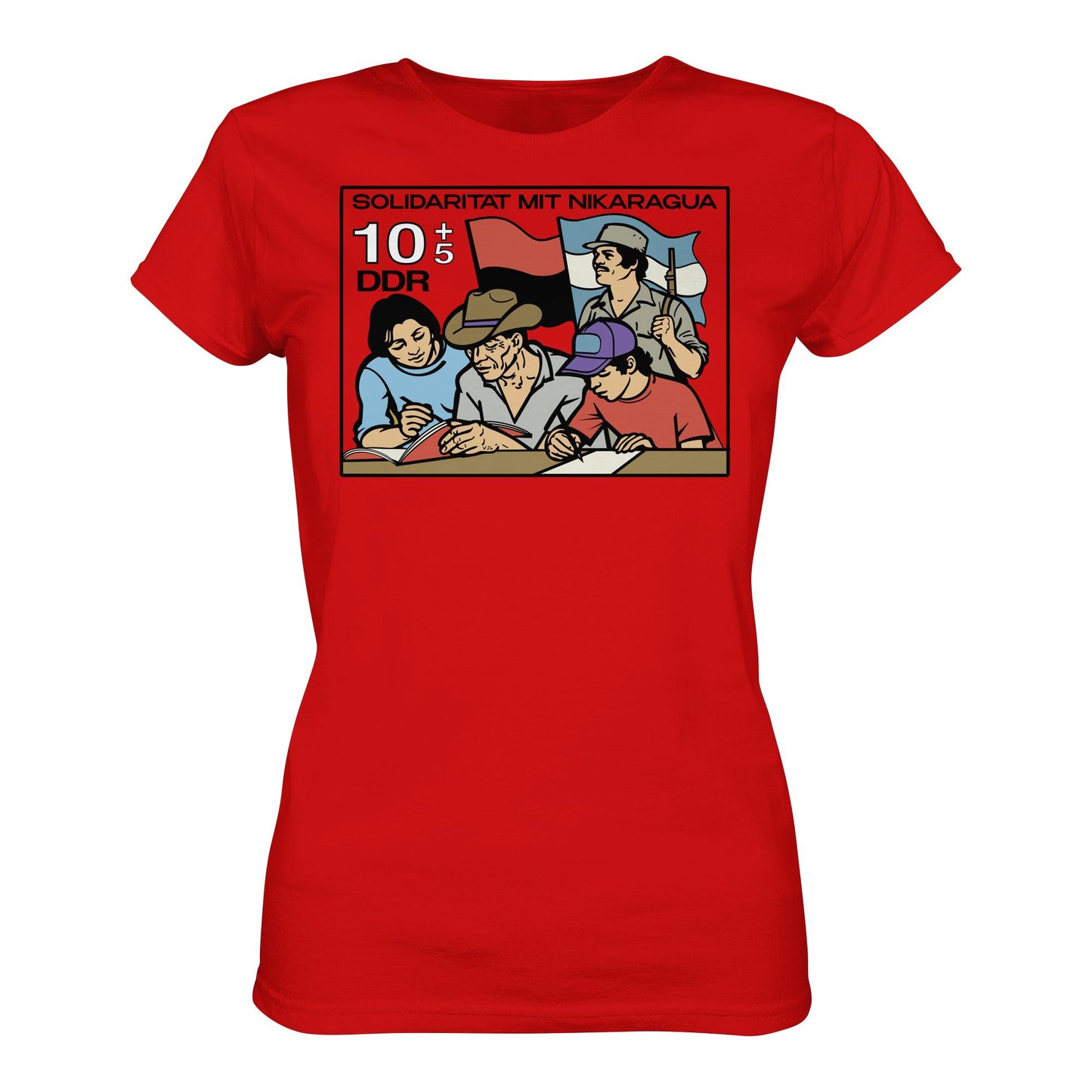 DDR Ostalgie Shirt Mädels • SOLIDARITÄT MIT NIKARAGUA (DDR-BRIEFMARKE)
