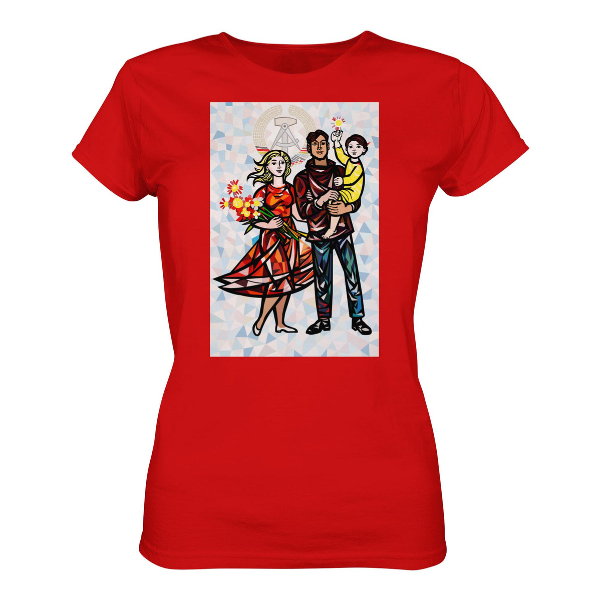 DDR Ostalgie Shirt Mädels • WALTER WOMACKA - UNSERE FAMILIE mit Hintergrund (STAATSRATSGEBÄUDE, Aus der Geschichte der Deutschen Arbeiterbewegung, 1964)
