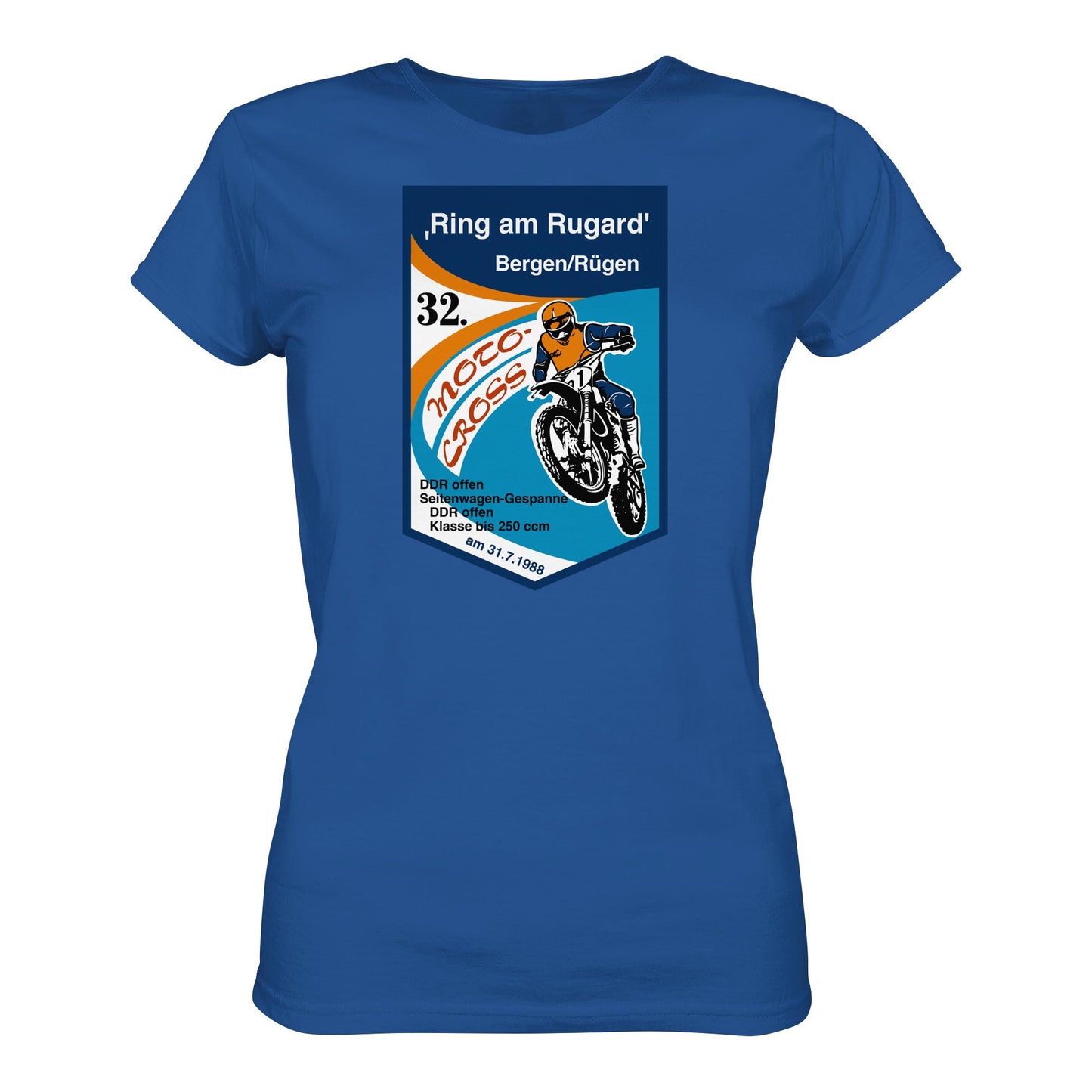 DDR Ostalgie Shirt Mädels • RING AM RUGARD, RÜGEN 32. MOTO-CROSS-RENNEN 1988 (ORIGINAL-WIMPEL)