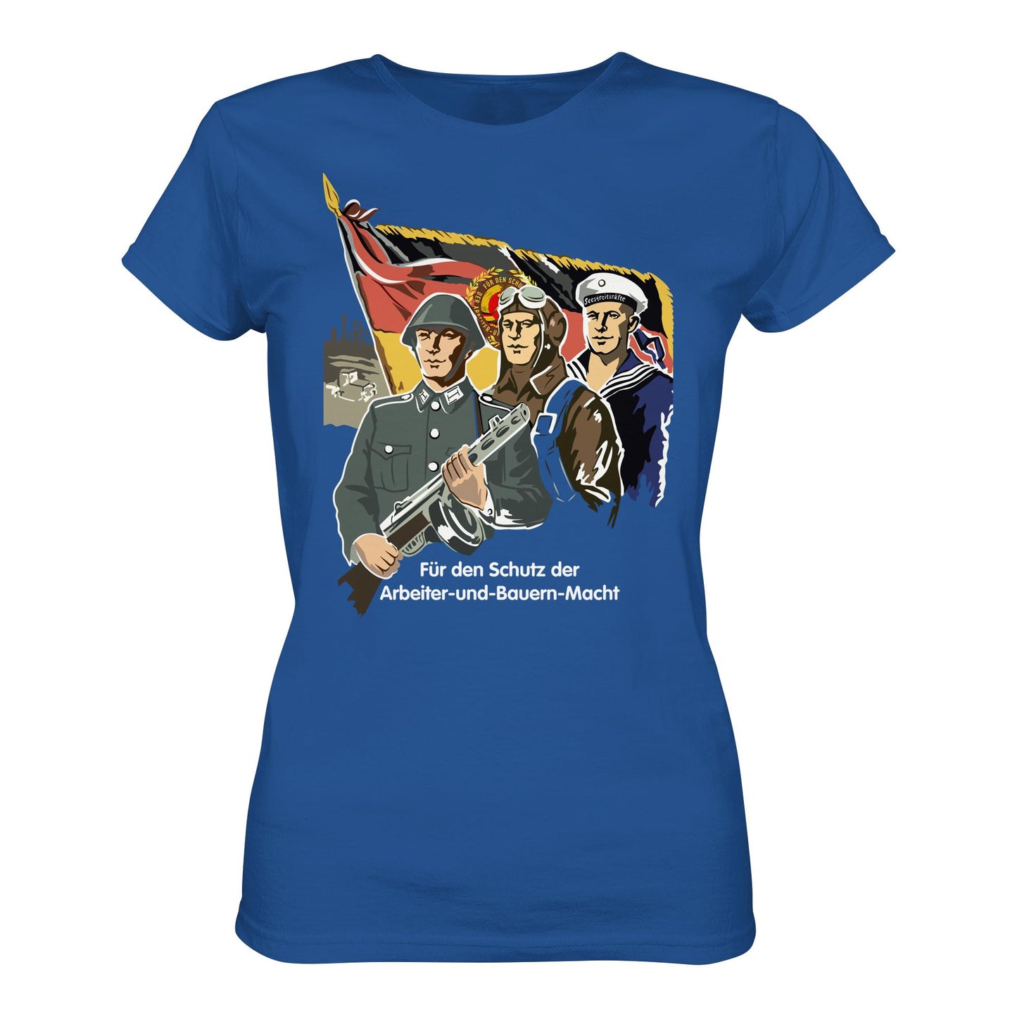 DDR Ostalgie Shirt Mädels • FÜR DEN SCHUTZ DER ARBEITER-UND-BAUERN-MACHT (NVA ORIGINAL-PLAKAT)