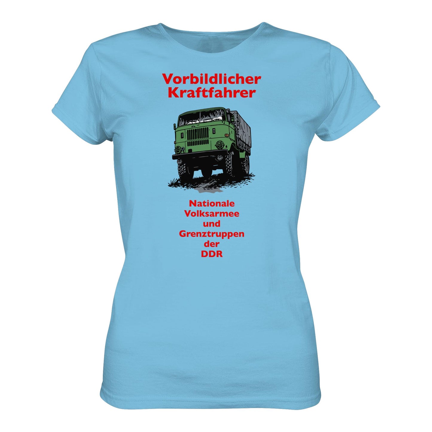 DDR Ostalgie Shirt Mädels • VORBILDLICHER KRAFTFAHRER, NVA (ORIGINAL WIMPELMOTIV)