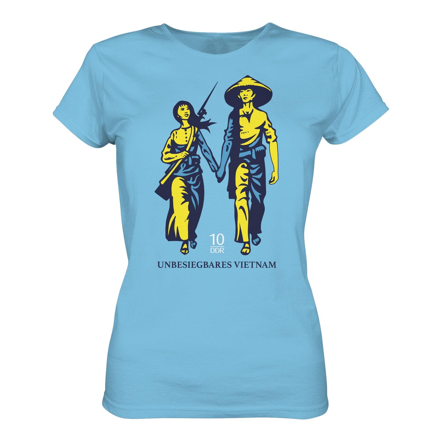 DDR Ostalgie Shirt Mädels • UNBESIEGBARES VIETNAM (ORIGINAL DDR-BRIEFMARKE)