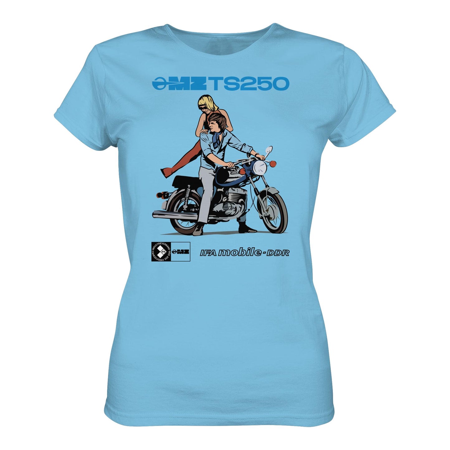 DDR Ostalgie Shirt Mädels • MZ TS 250 BLAU (ORIGINAL DDR-PLAKAT)