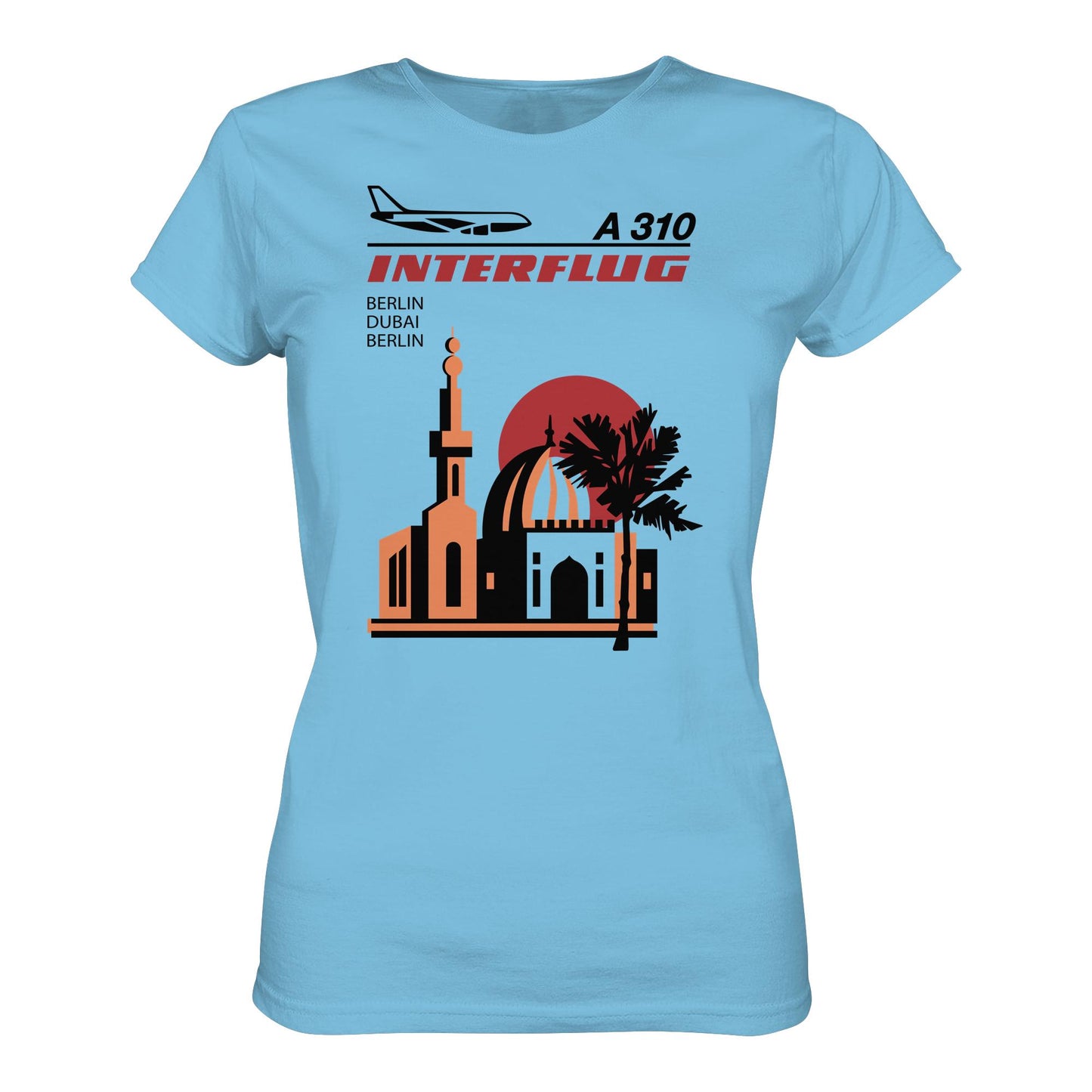 DDR Ostalgie Shirt Mädels • INTERFLUG BERLIN - DUBAI (ORIGINAL SONDERSTEMPEL)
