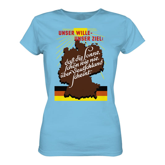 DDR Ostalgie Shirt Mädels • DASS DIE SONNE SCHÖN WIE NIE, ÜBER DEUTSCHLAND SCHEINT - ORIGINAL DDR-PLAKAT