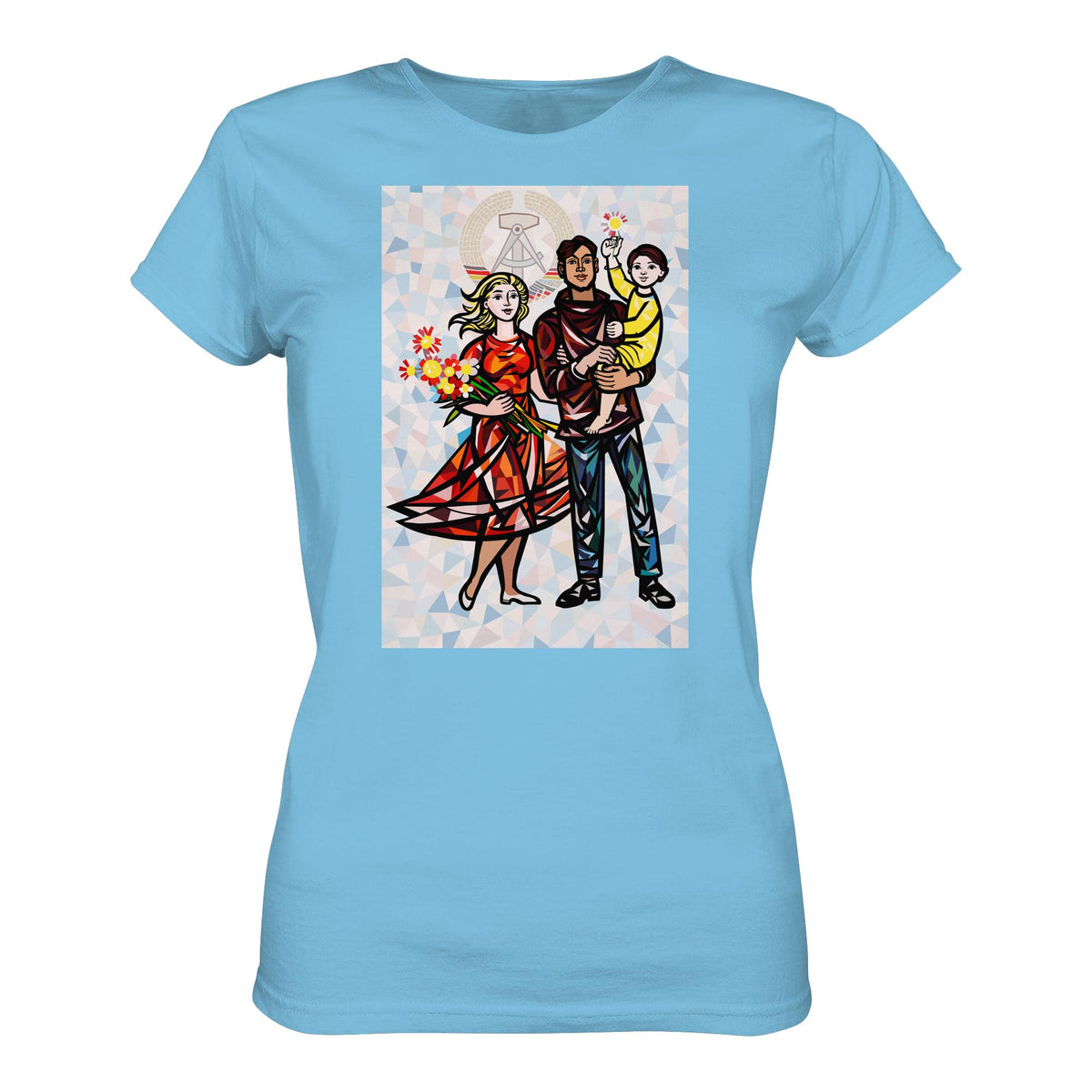 DDR Ostalgie Shirt Mädels • WALTER WOMACKA - UNSERE FAMILIE mit Hintergrund (STAATSRATSGEBÄUDE, Aus der Geschichte der Deutschen Arbeiterbewegung, 1964)