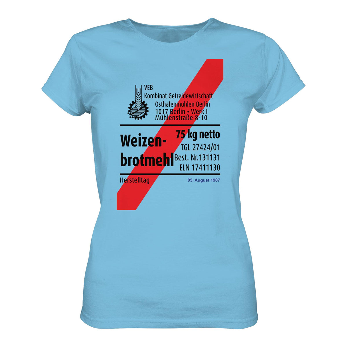 DDR Ostalgie Shirt Mädels • WEIZENMEHL - VEB KOMBINAT GETREIDEWIRTSCHAFT (ORIGINAL-VERPACKUNG)