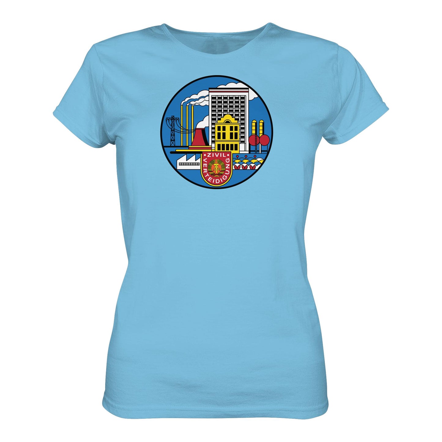 DDR Ostalgie Shirt Mädels • DDR ZIVILVERTEIDIGUNG (ORIGINAL GLAS-DESIGN)